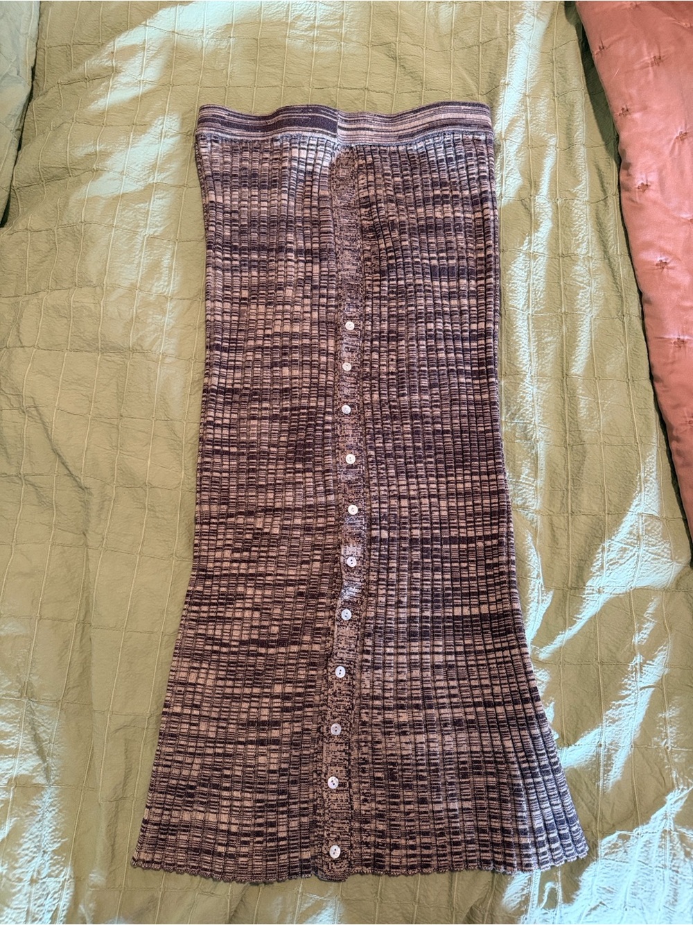 House of Harlow 1960 Striped Knit Skirt in Brown and Cream